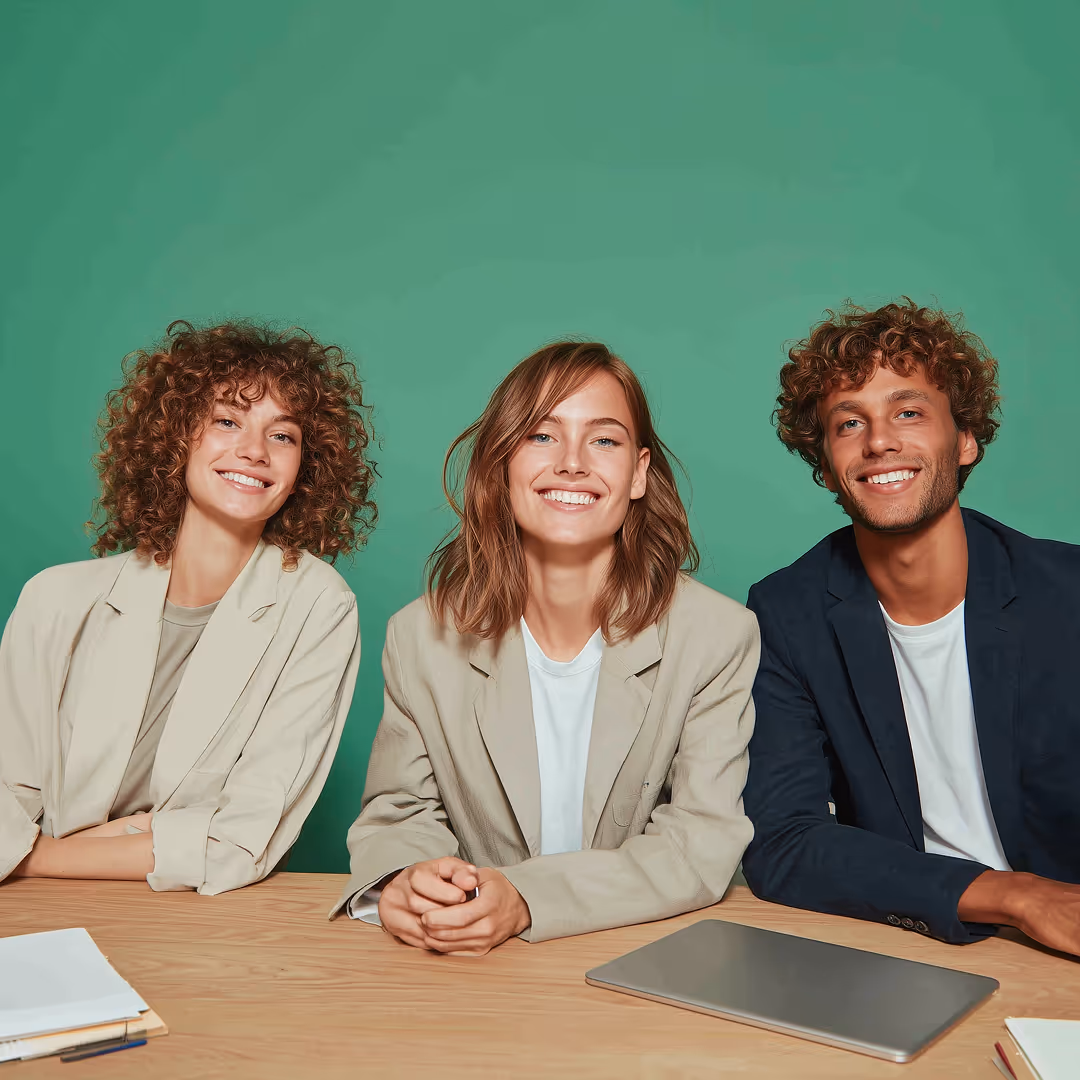 Trois professionnels en réunion, image du travail d’équipe et d’une collaboration stratégique autour du recrutement.
