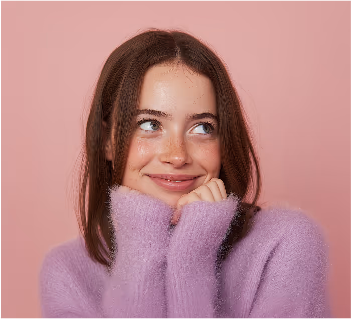 Une femme en tenue décontractée qui sourit, image de talents accessibles et d’un recrutement chaleureux.